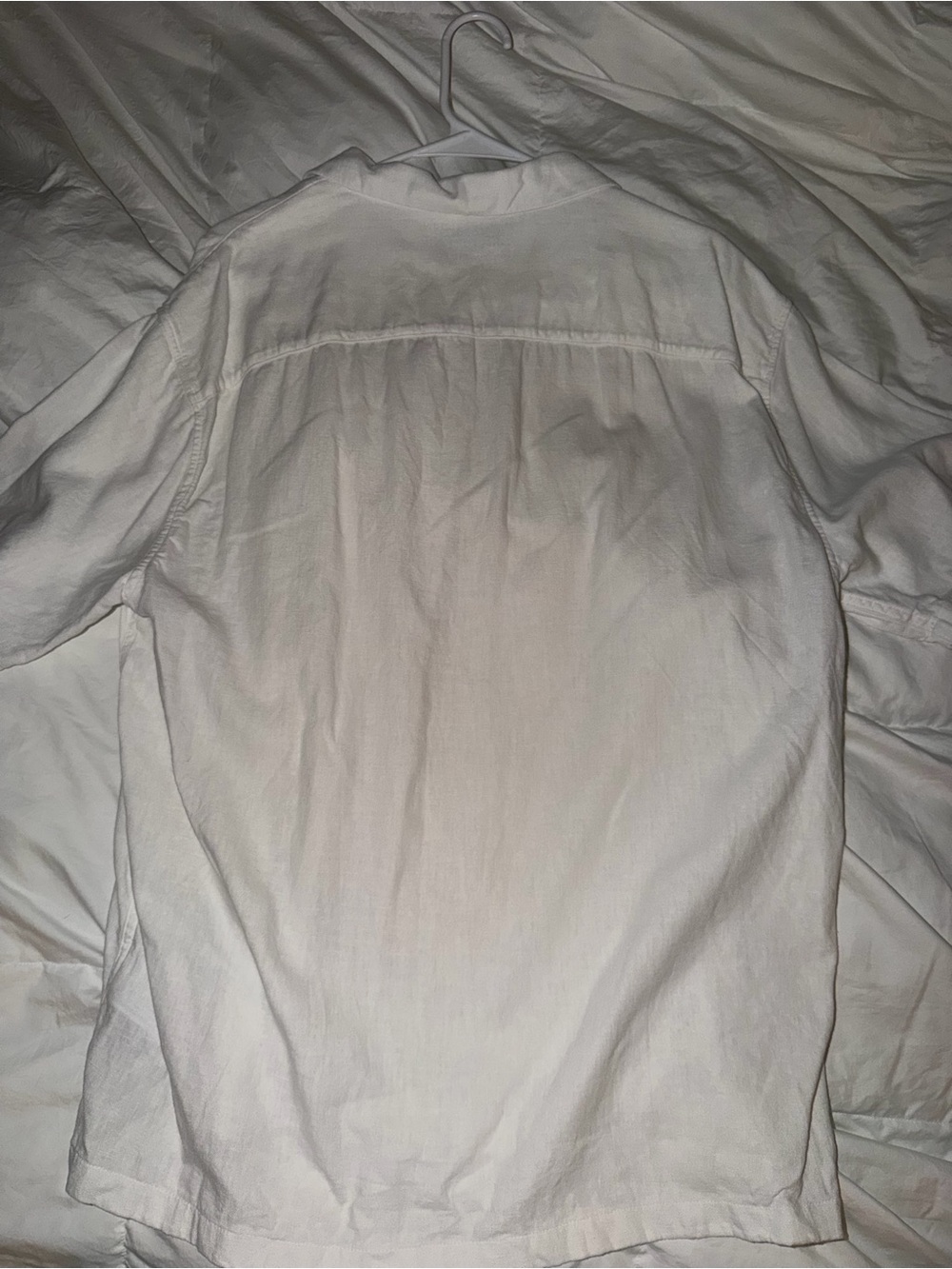 Casual White Linen-Blend Men's Shirt - Picture 3 of 3